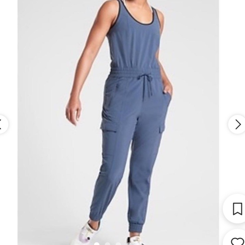 Athleta Blue Jumpsuit with Black Trim